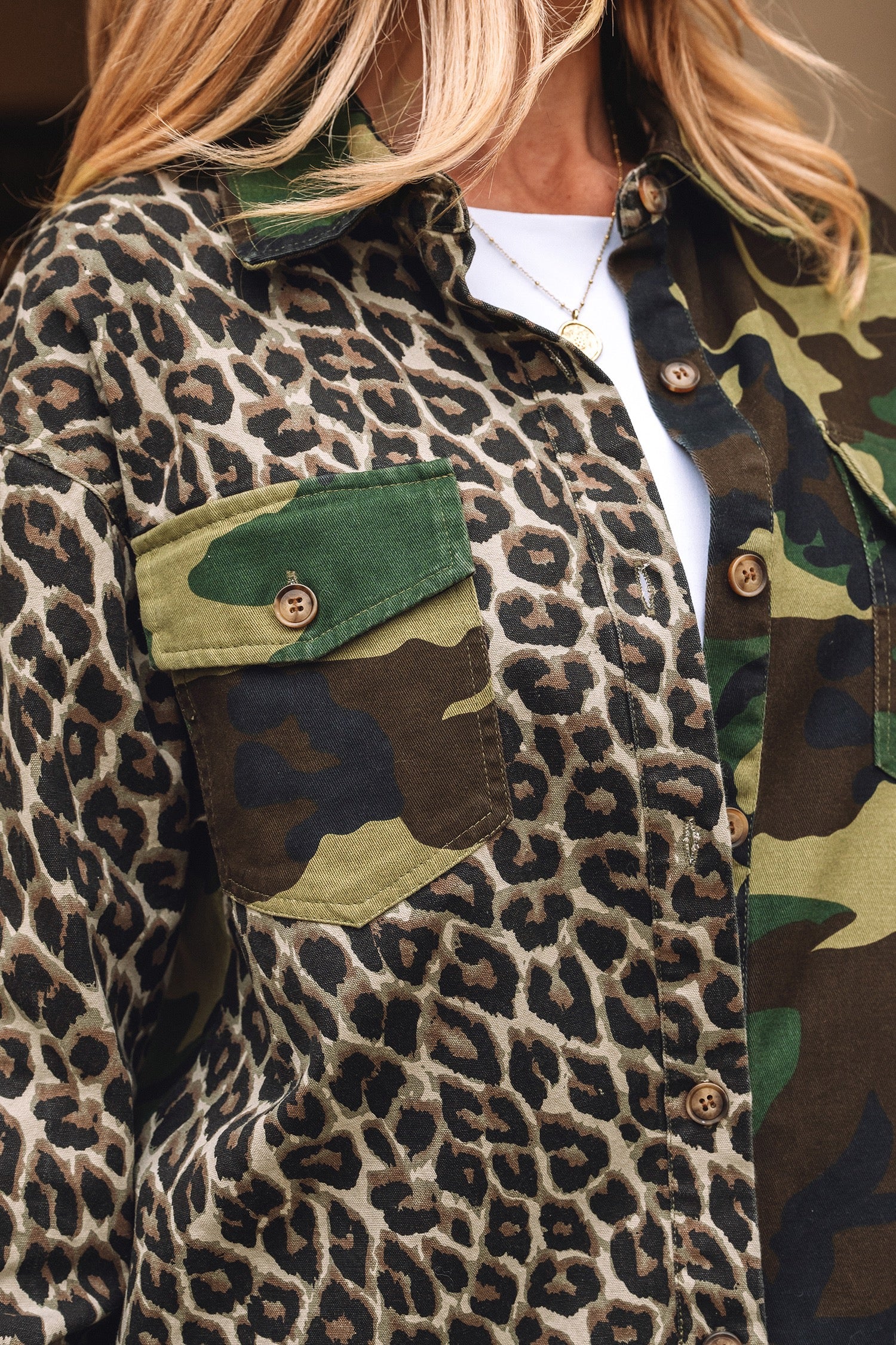 Leopard Camo Patchwork Shacket