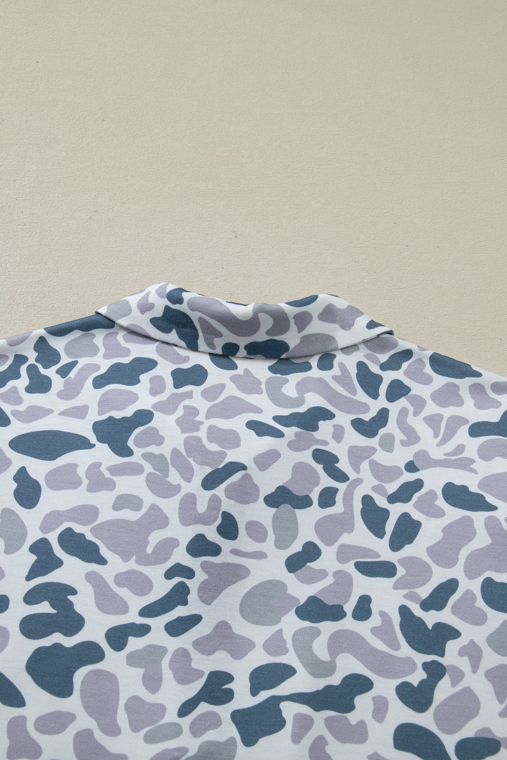 Grey Camo Print Polo Collar Tee & Shorts Set