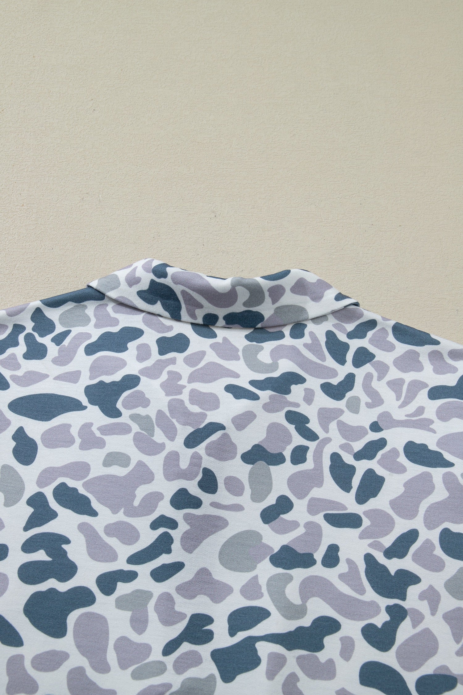 Grey Camo Print Polo Collar Tee & Shorts Set