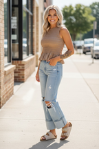 Beau Blue Light Wash Distressed Straight Jeans