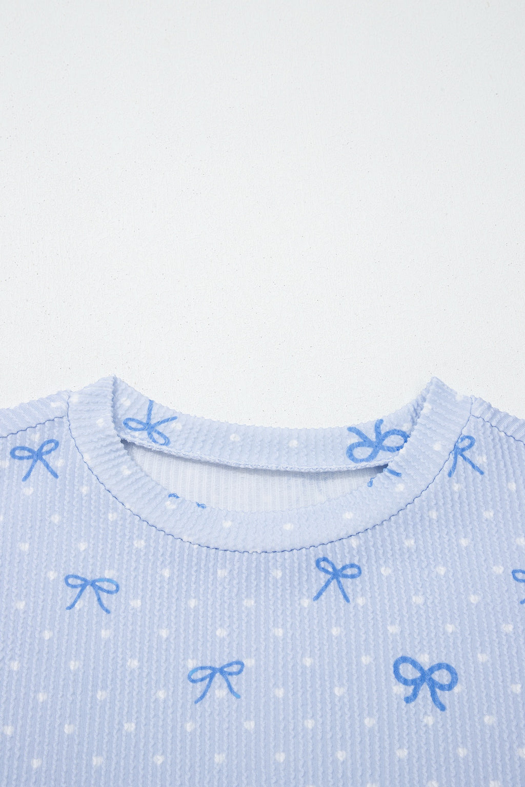 Sky Blue Polka Dot & Heart Print Two Piece Set
