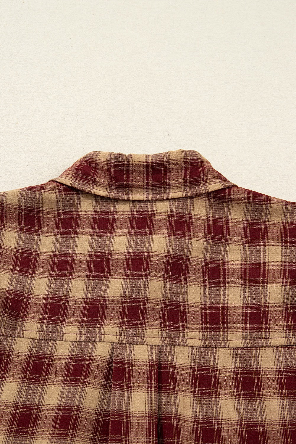 Red Plaid Print Ruffled Long Sleeve Patchwork Hem Mini Shirt Dress