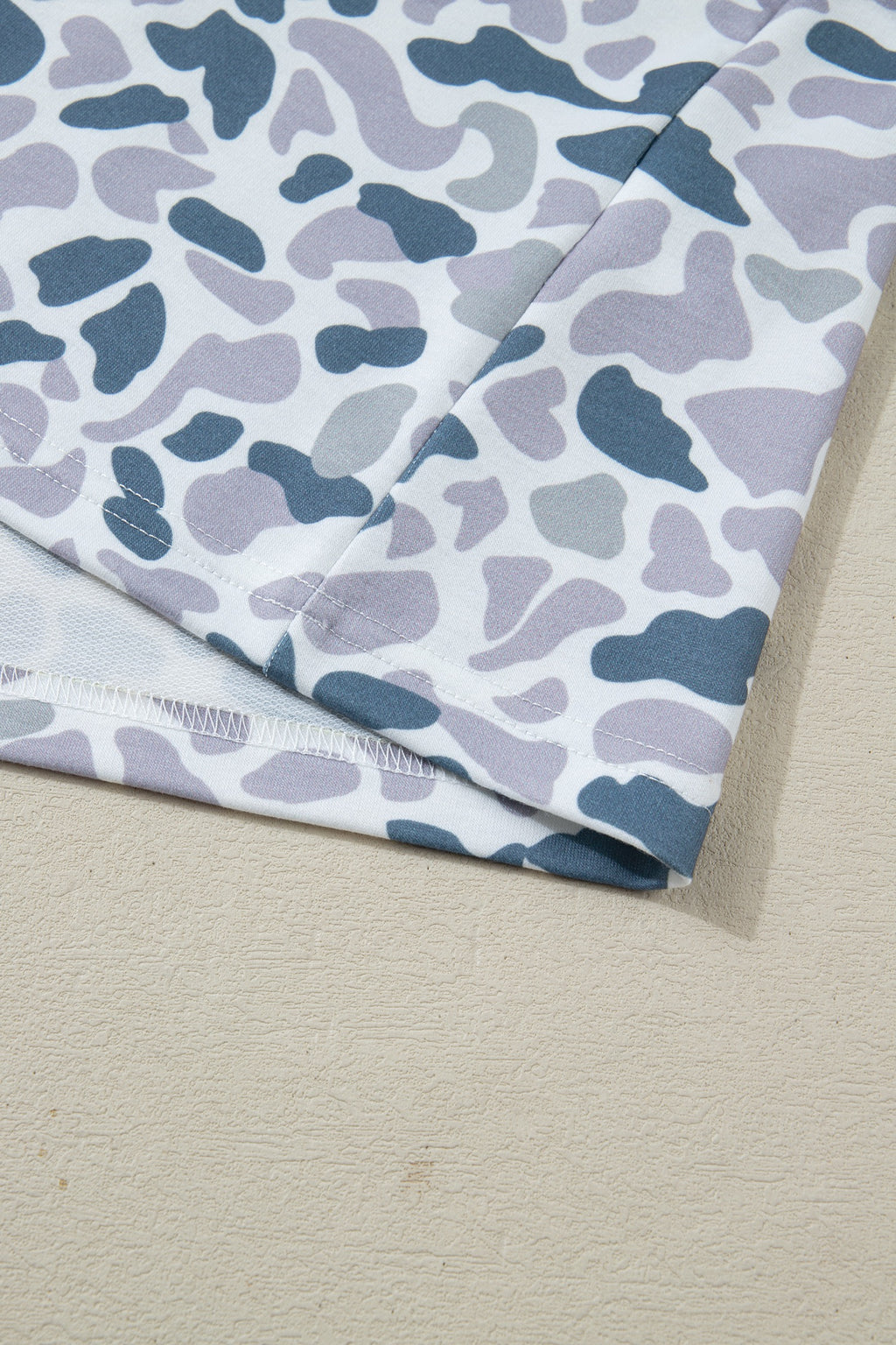 Grey Camo Print Polo Collar Tee & Shorts Set