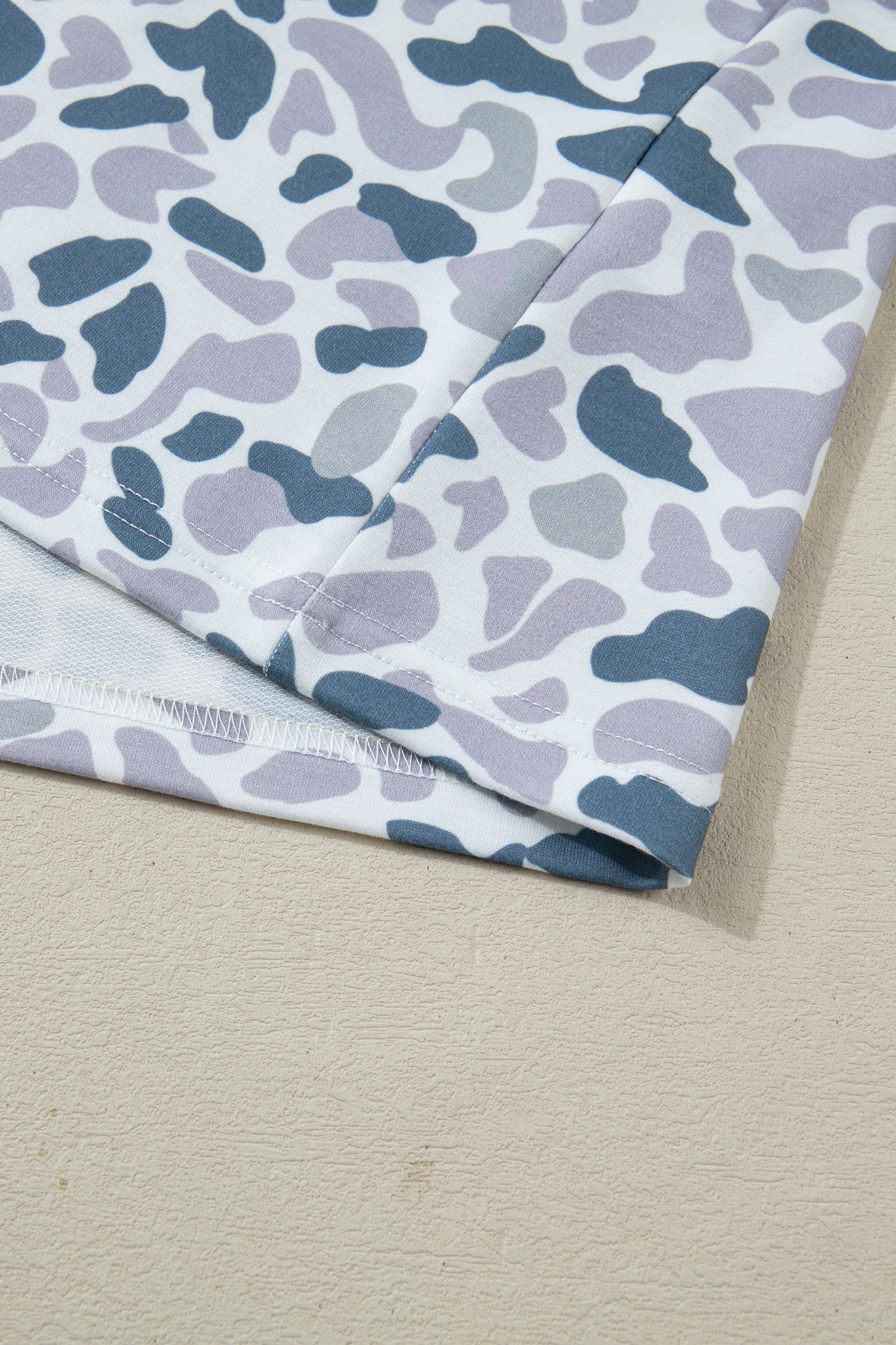 Grey Camo Print Polo Collar Tee & Shorts Set