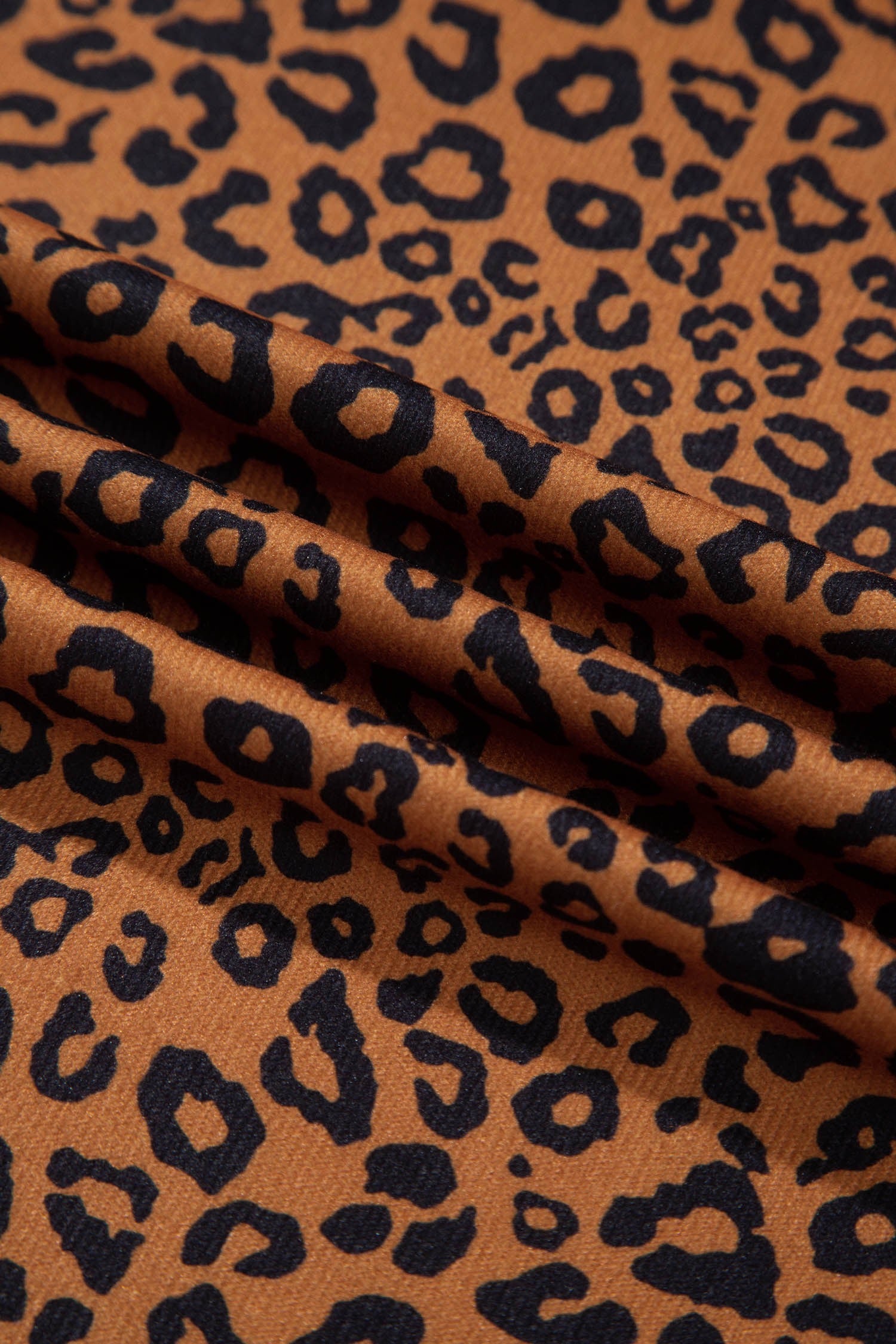 Relaxed Pant Set Brown Leopard Print Long Sleeve Top