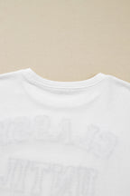 White CLASSY UNTIL KICKOFF Plush Letter Patched Loose Sweatshirt