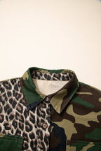 Brown Leopard Camo Patchwork Oversized Shacket