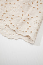 Apricot Plus Size V Neck Lacy Embroidery Patchwork Short Sleeve Maxi Dress