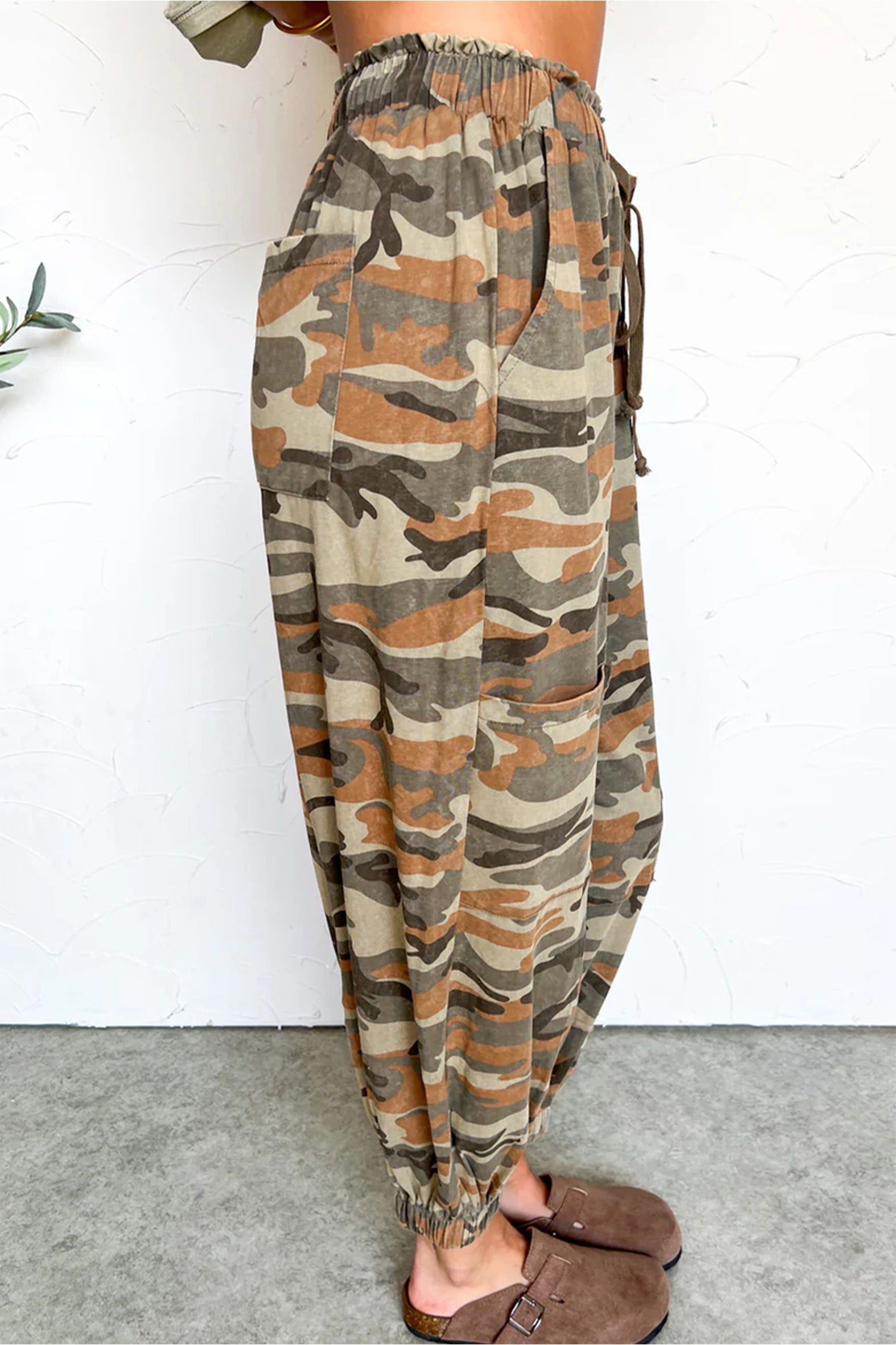 Camo: High-Waisted Cargo Jogger Pants