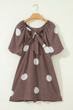 Dotty for You — Knot-Back Puff Sleeve Mini Dress