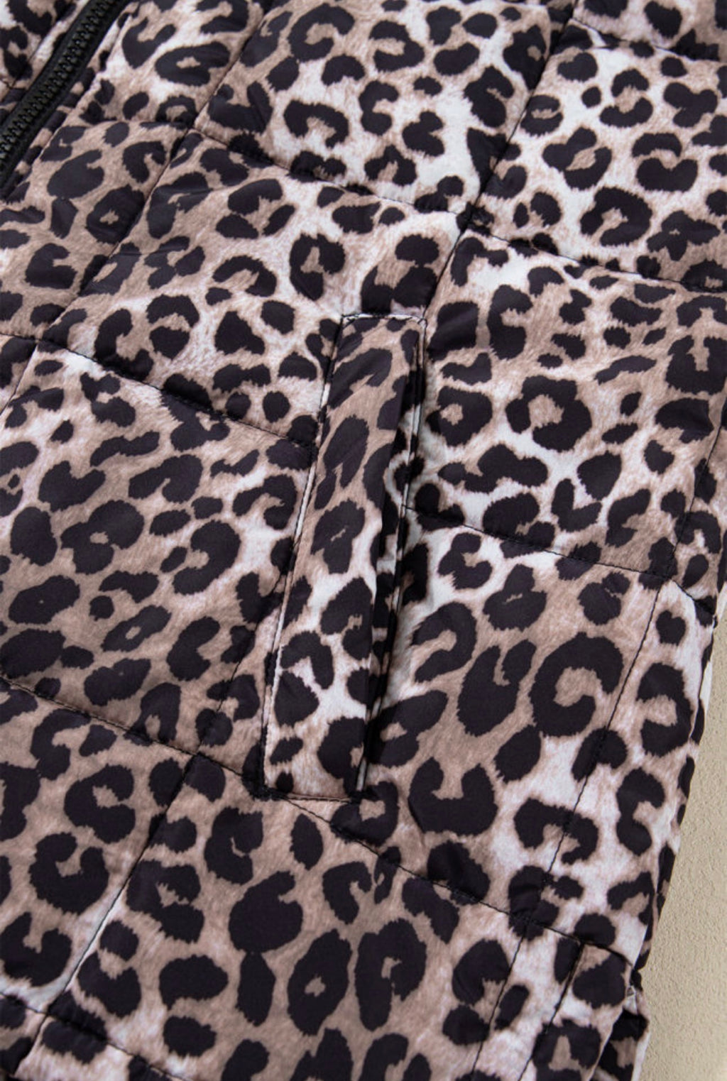 Brown Leopard Quilted Puff Vest