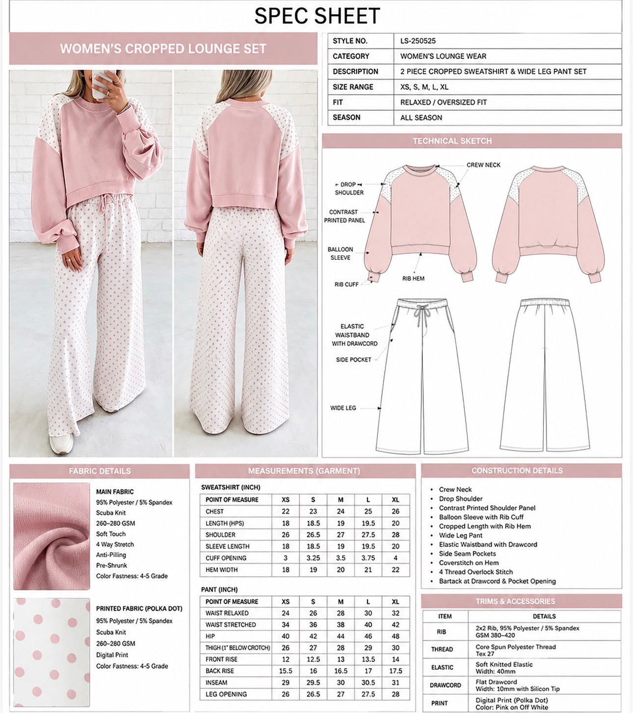 Women's Cropped Lounge Set