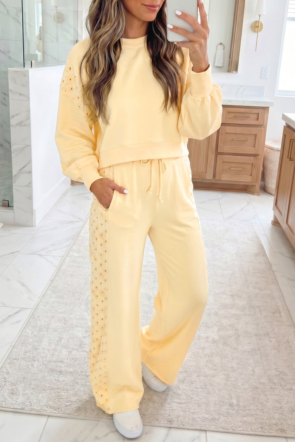 Sachet Pink Lace Two-Piece Pant Set