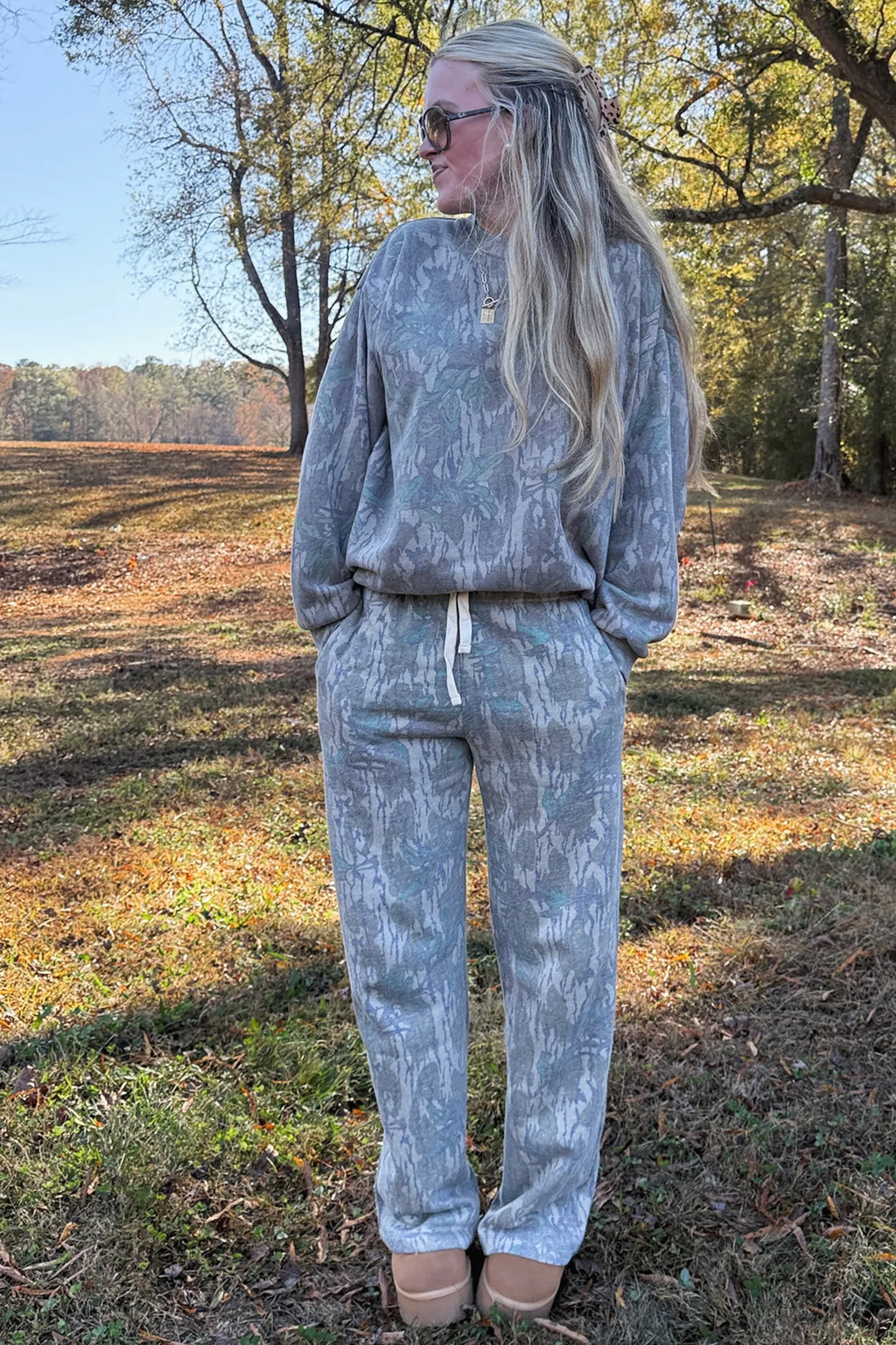 Green Leaf Pullover & Drawstring Pants Set