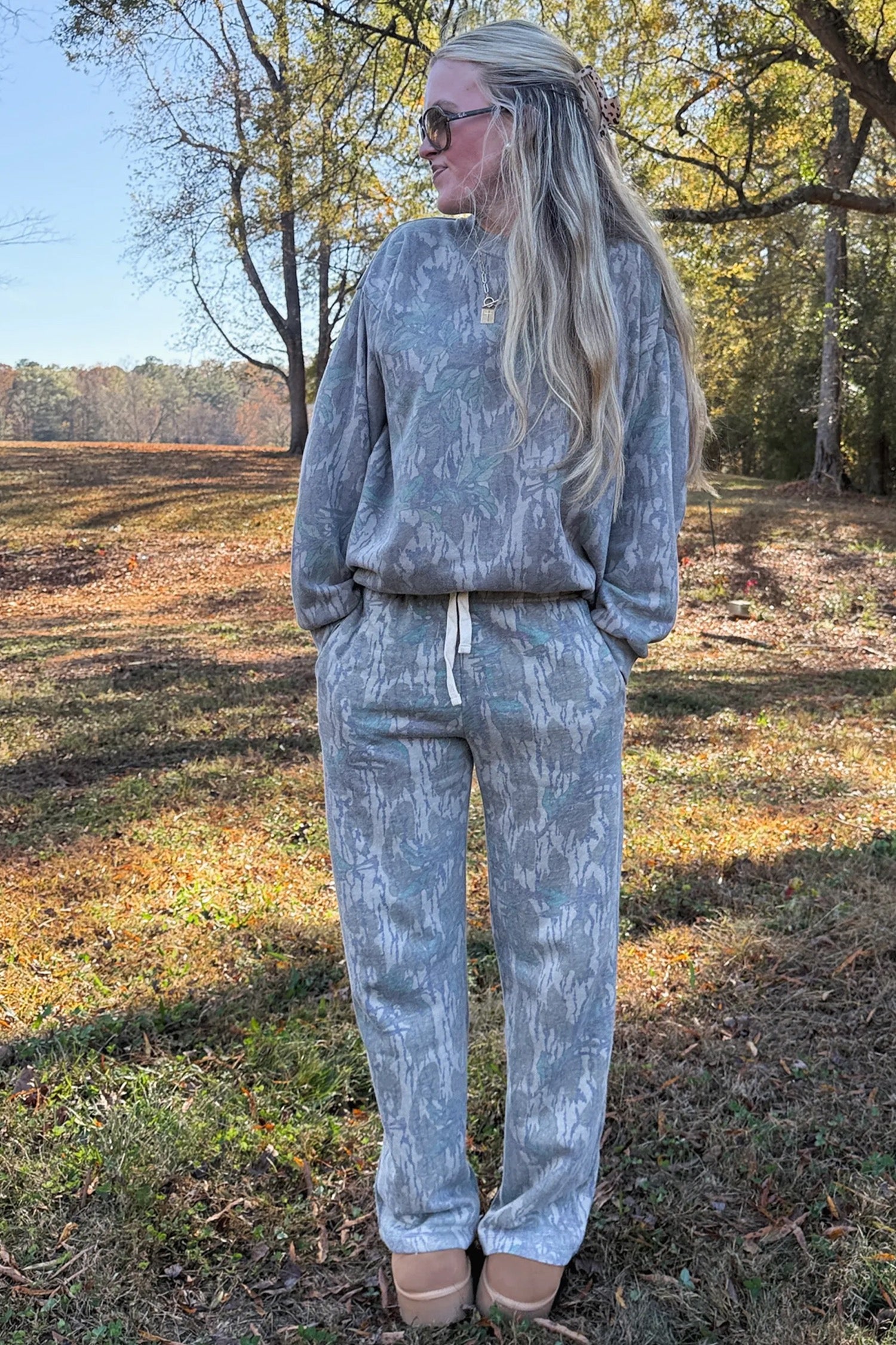 Green Leaf Pullover & Drawstring Pants Set
