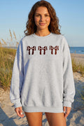 Light Grey Embroidered Football Bow Back Long Sleeve Sweatshirt