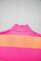 Pink Seam Detail Half Zip Tee Casual Shorts 2pcs Set