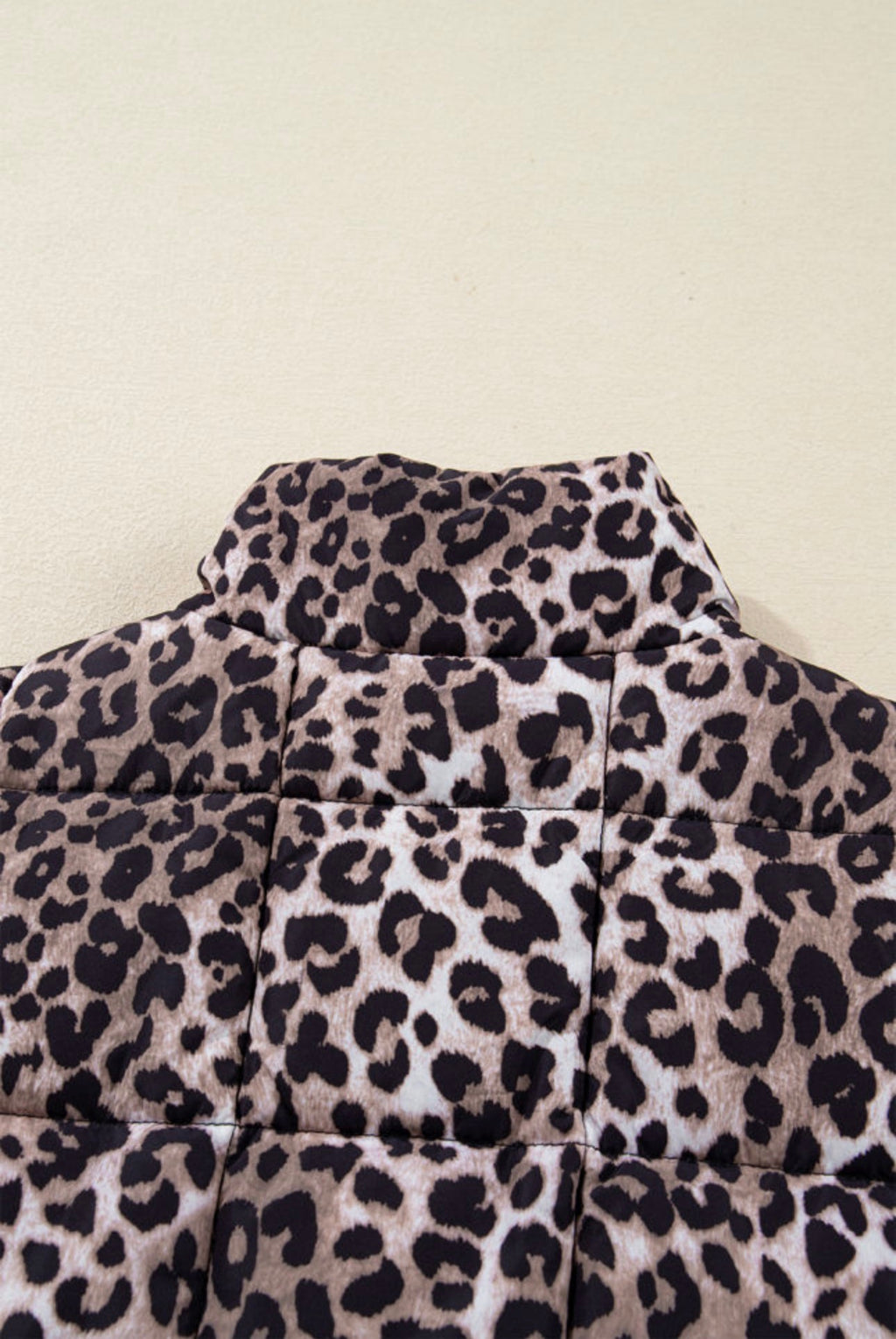 Brown Leopard Quilted Puff Vest