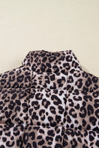 Brown Leopard Quilted Puff Vest