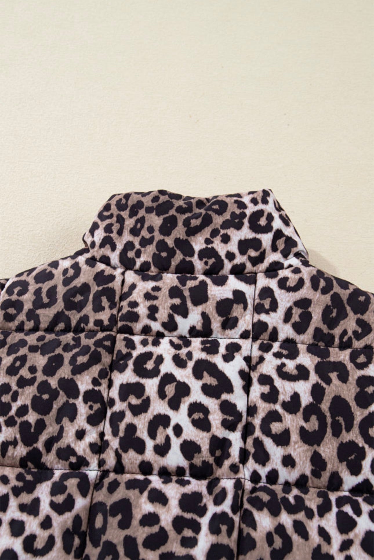 Brown Leopard Quilted Puff Vest