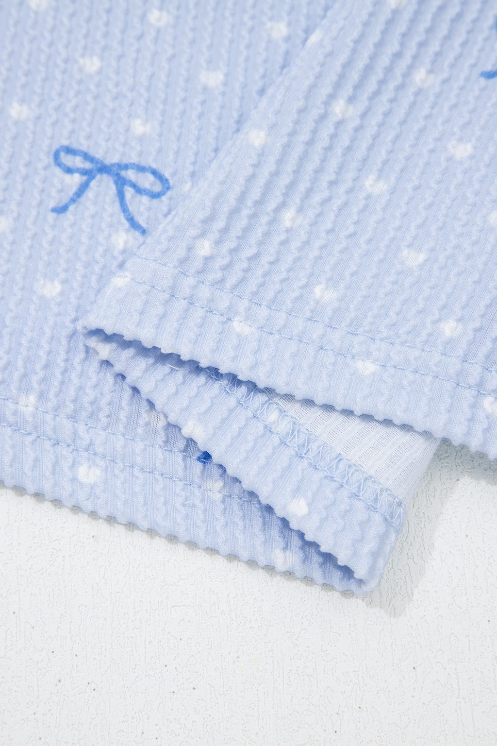 Sky Blue Polka Dot & Heart Print Two Piece Set