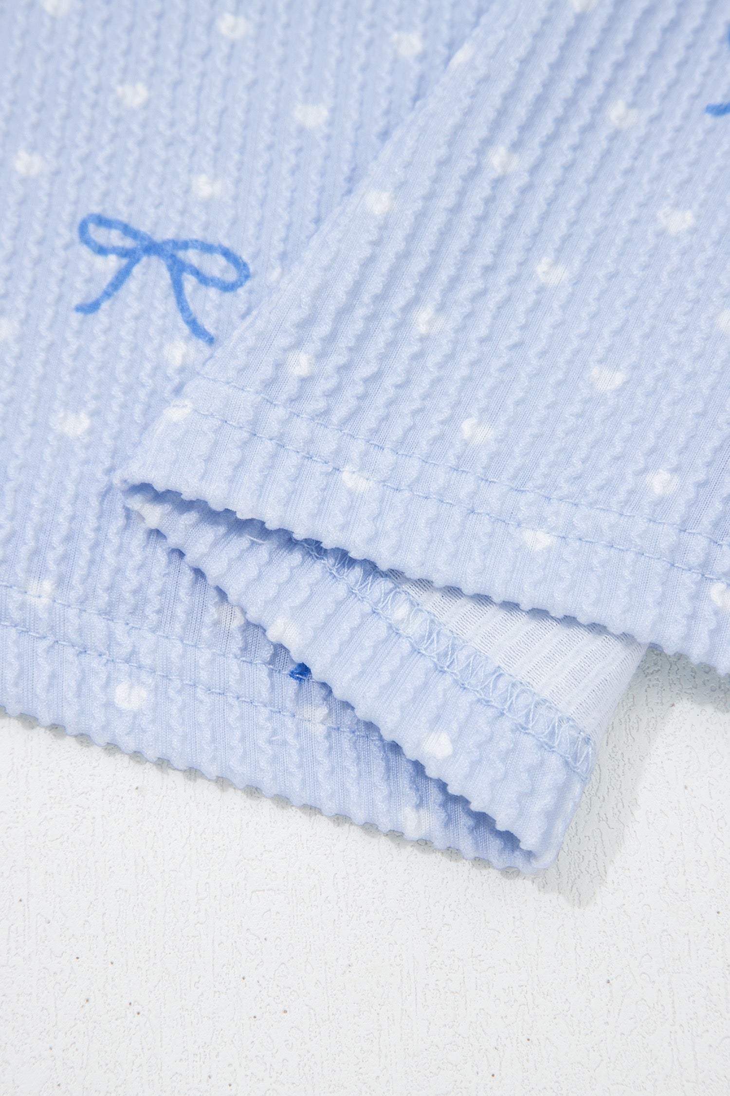 Sky Blue Polka Dot & Heart Print Two Piece Set