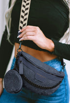 Colorblock Strap Chain Shoulder Bag With Coin Purse KO