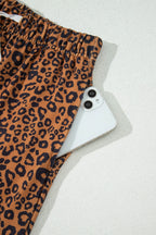 Relaxed Pant Set Brown Leopard Print Long Sleeve Top