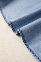 Myosotis Puff Sleeve V-Neck Ruffled Loose Denim Mini Dress