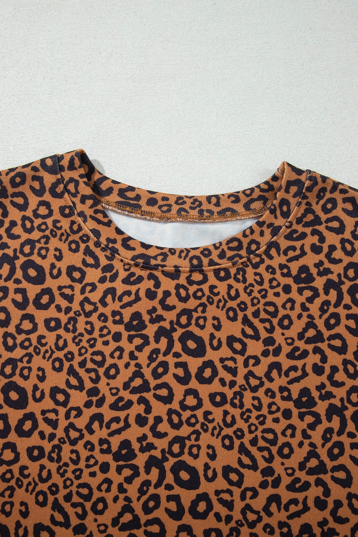 Relaxed Pant Set Brown Leopard Print Long Sleeve Top