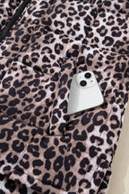 Brown Leopard Quilted Puff Vest