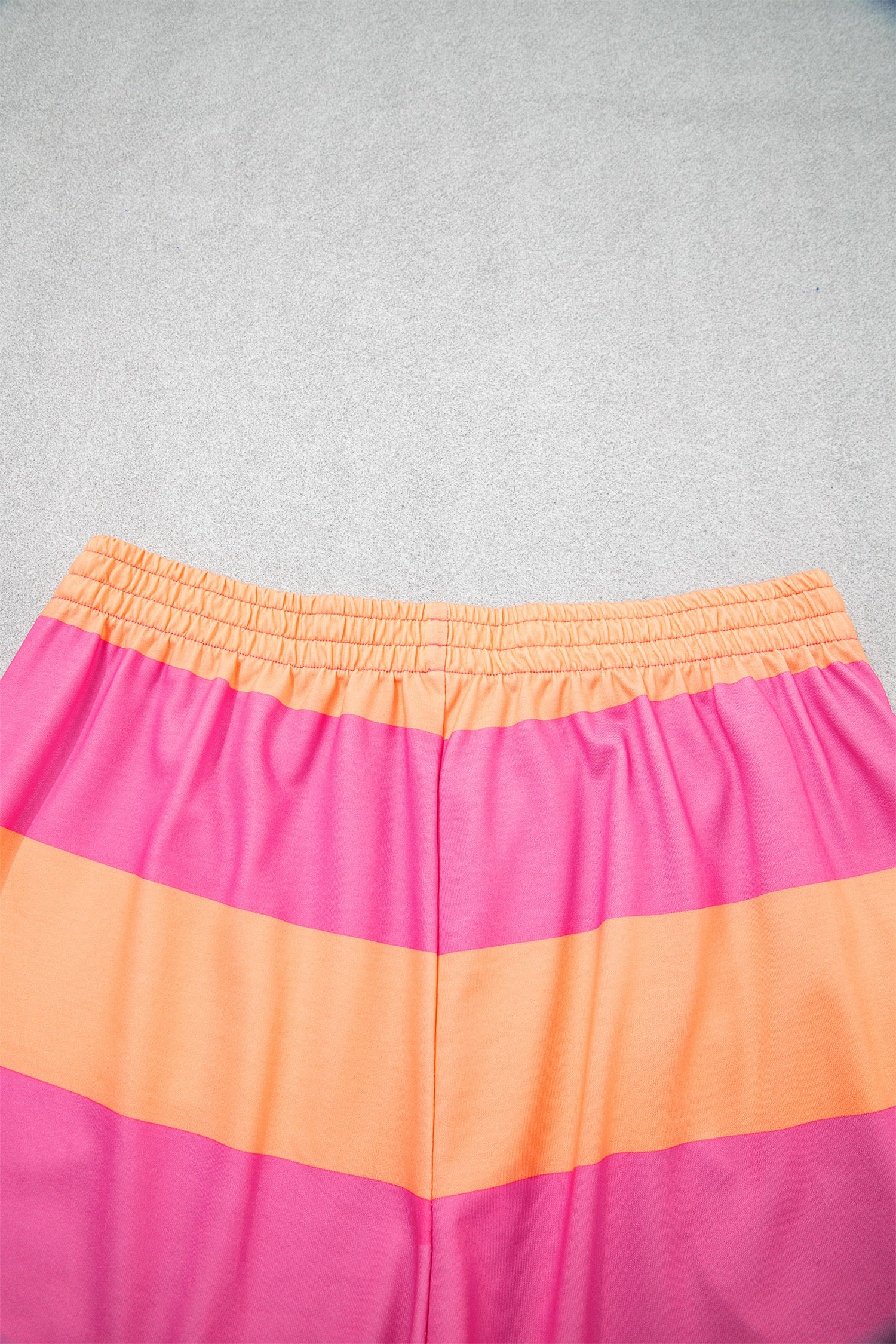 Pink Stripe Long Sleeve Casual Top Drawstring Shorts 2pcs Set