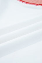 Red Stripe Colorblock Patchwork Contrast Stitching Oversize Sweatshirt