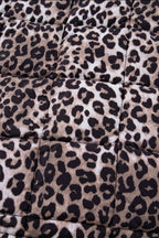Brown Leopard Quilted Puff Vest