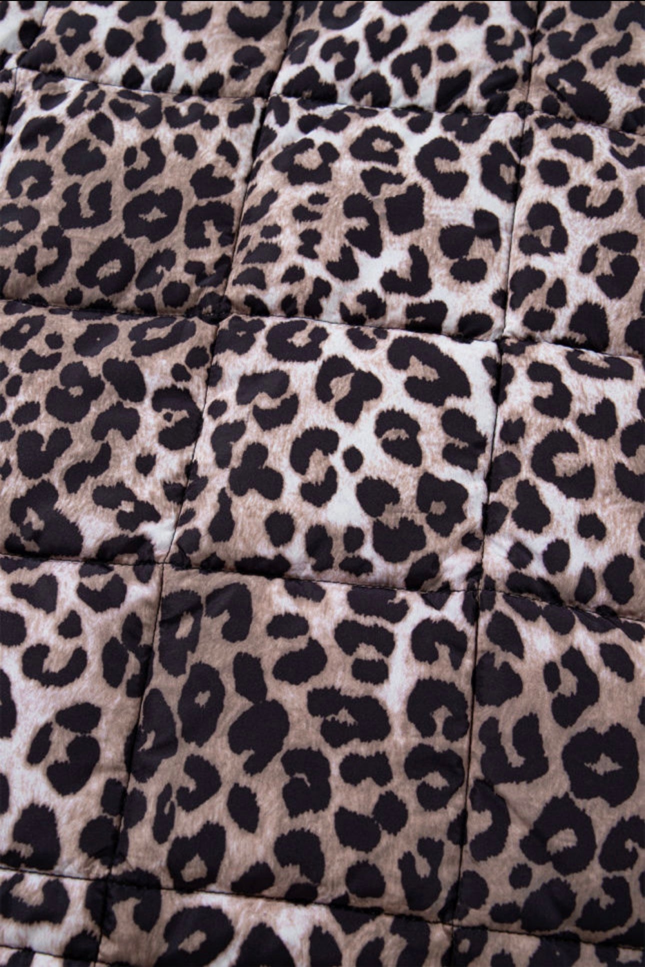 Brown Leopard Quilted Puff Vest
