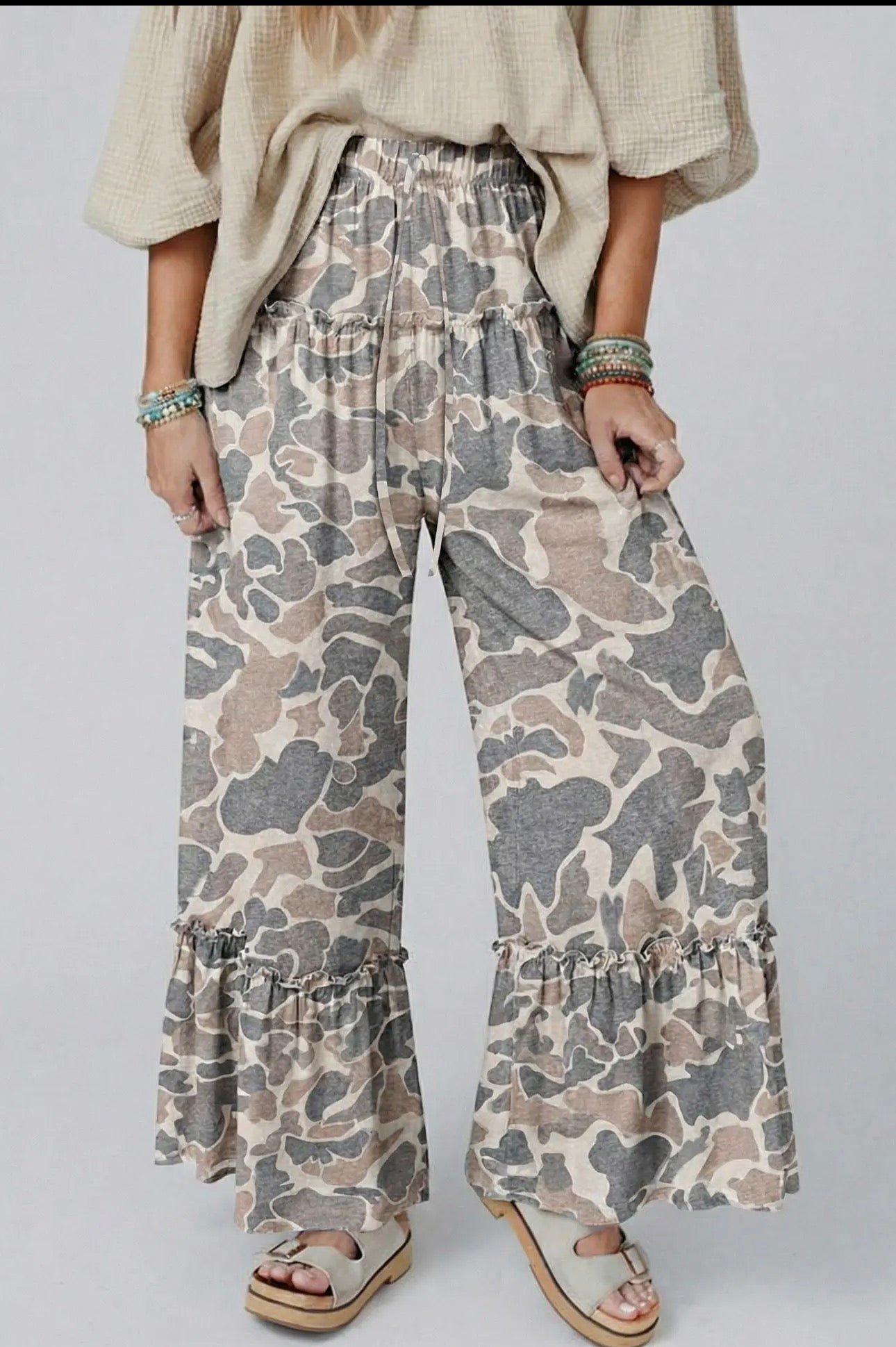 Spring 2026 Camo Print Wide Leg Casual Pants (S-XL)