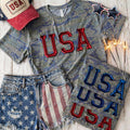 Vintage Camo T-Shirt Metallic USA Puff Vinyl