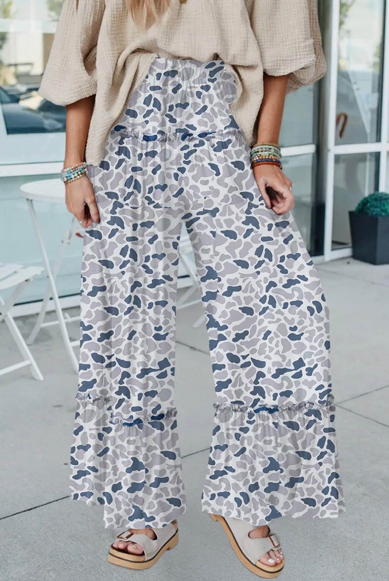 Spring 2026 Camo Print Wide Leg Casual Pants (S-XL)