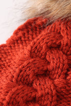 Caramel pompom  cable beanie hat