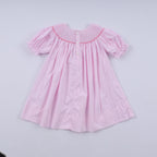Pink christmas tree hand smocked dress