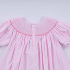 Pink christmas tree hand smocked dress