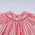 Red christmas santa claus hand smocked plaid bloomer set