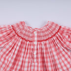 Red christmas santa claus hand smocked plaid bloomer set