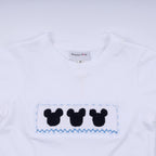 Blue character hand smocked gingham shorts set