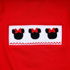 Red character hand smocked dress