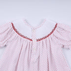 Red gingerbread hand smocked ruffle pants set