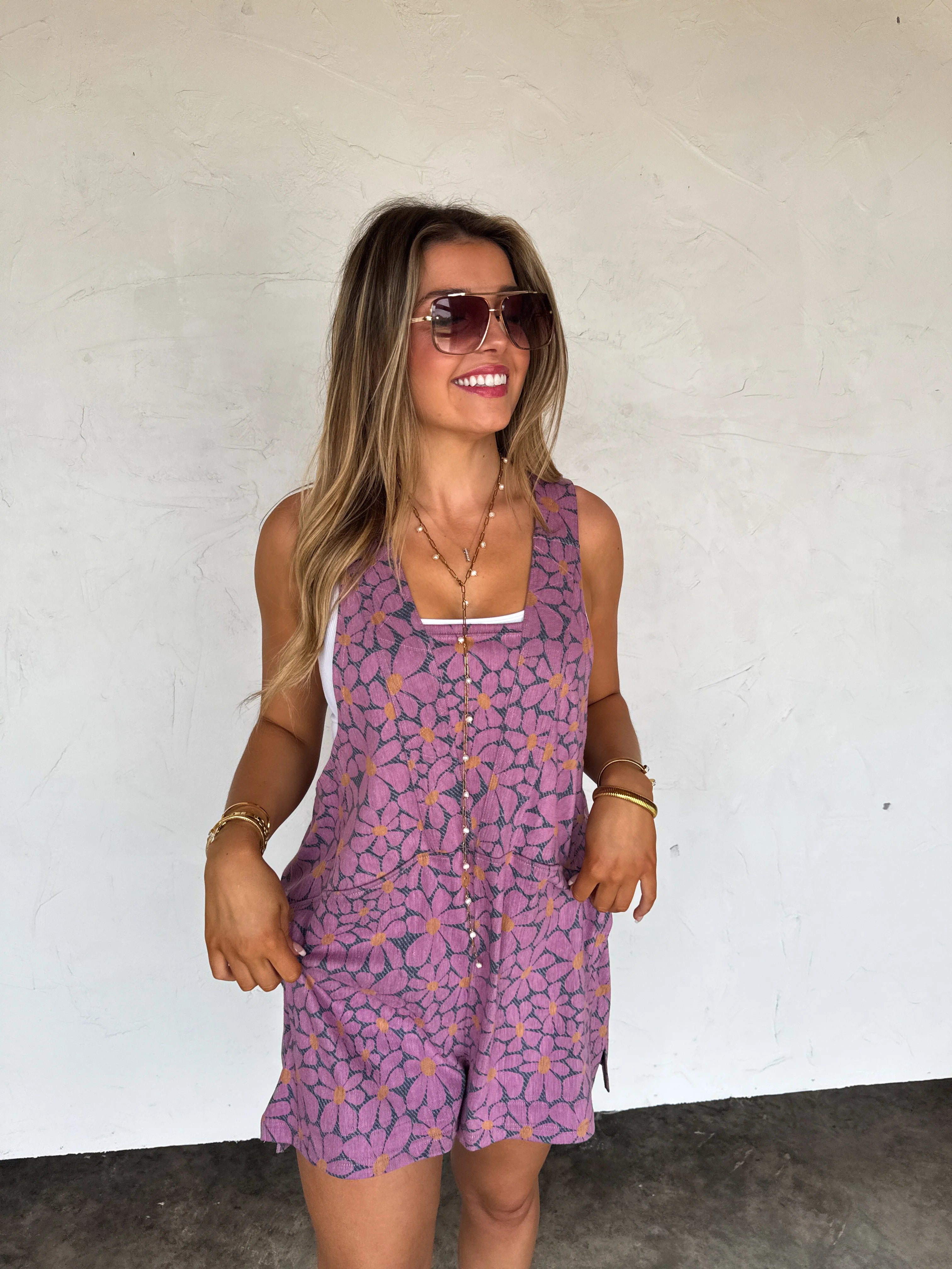 Denim Daisies Beach Romper