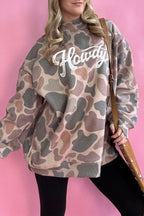 Camo Mock Neck Sweater | Howdy Letter Print