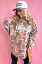 Camo Mock Neck Sweater | Howdy Letter Print