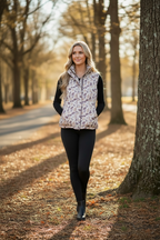 Multicolour Camouflage Puffer Zip-Up Stand Neck Sleeveless Vest